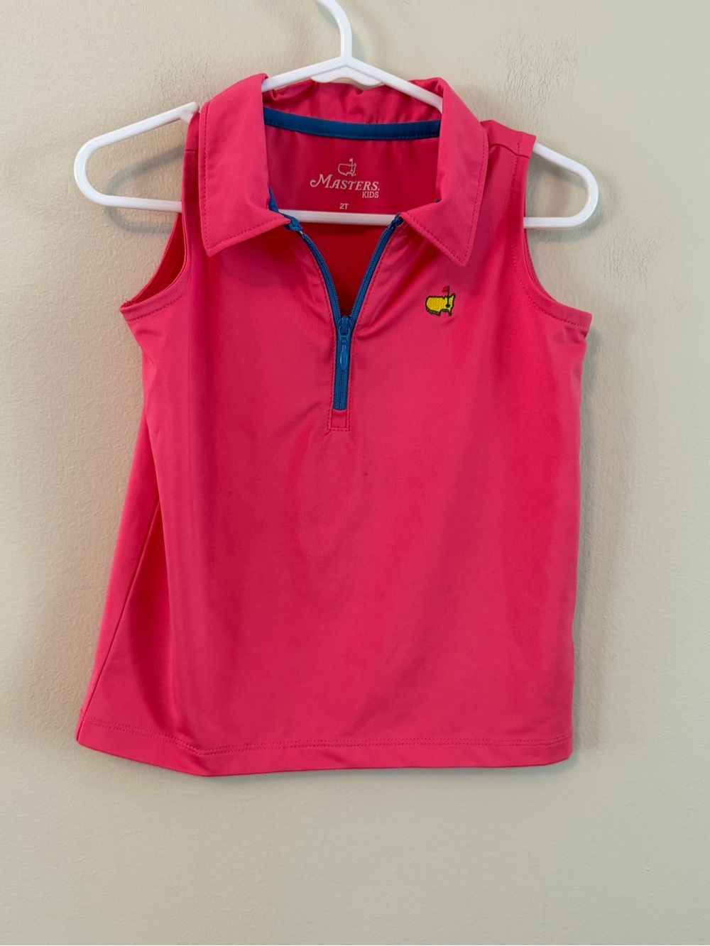 Masters Bright Pink Girls Sleeveless Polo with Blue Zip